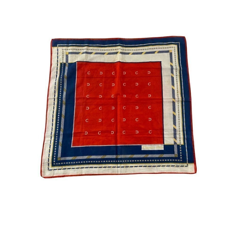Vintage Christian Dior Color Block Silk Print Scarf Hankercheif - OS